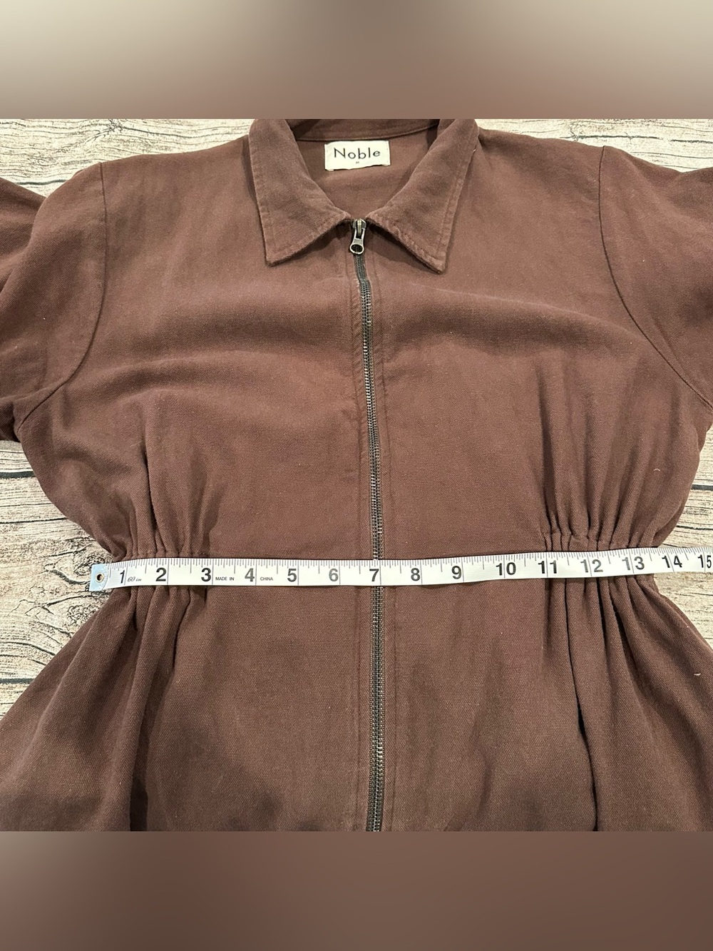 Noble Utility Dress in Chocolate Brown Zip Front; Organic Size Medium - Picture 8 of 8